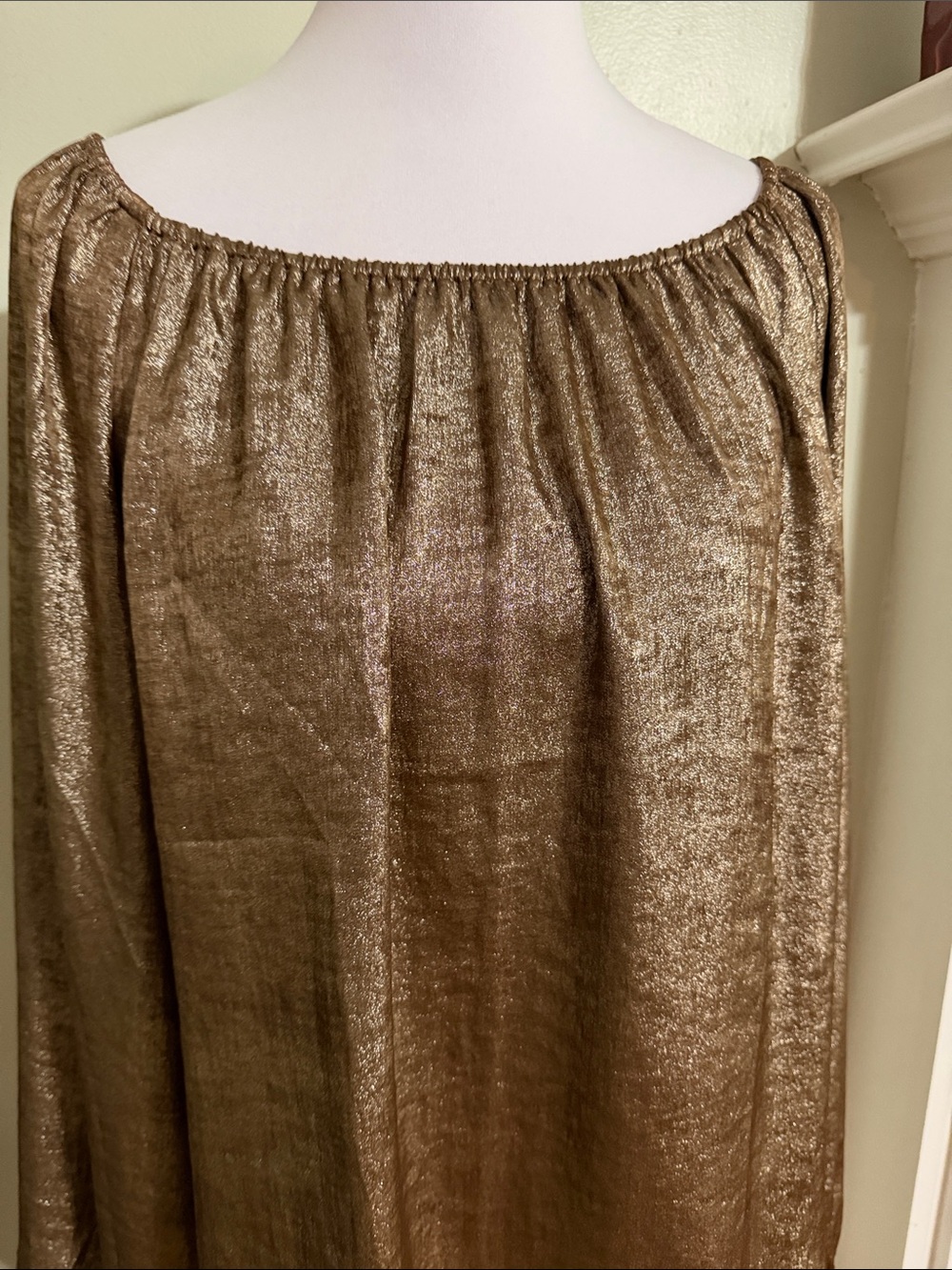 LOFT Metallic Bronze Off-Shoulder Blouse - Picture 2 of 5